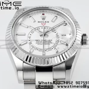 Rolex Sky-Dweller 326934 904L SS ZF 1:1 Best Edition White Dial on SS Jubilee Bracelet A2824 - Super Clone Watch | 1:1 Best Version
