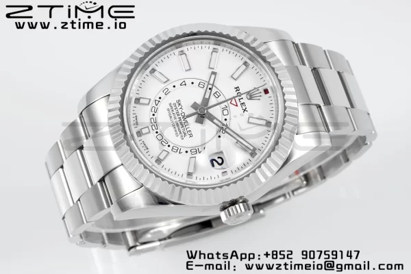 Rolex Sky-Dweller 326934 904L SS ZF 1:1 Best Edition White Dial on SS Jubilee Bracelet A2824 - Super Clone Watch | 1:1 Best Version
