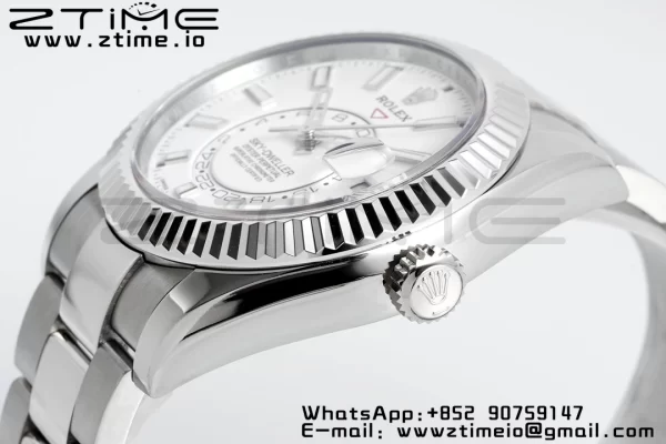 Rolex Sky-Dweller 326934 904L SS ZF 1:1 Best Edition White Dial on SS Jubilee Bracelet A2824 - Super Clone Watch | 1:1 Best Version