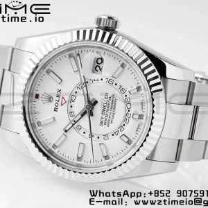 Rolex Sky-Dweller 326934 904L SS ZF 1:1 Best Edition White Dial on SS Jubilee Bracelet A2824 - Super Clone Watch | 1:1 Best Version