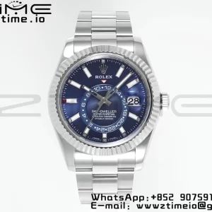 Rolex Sky-Dweller 326934 904L SS ZF 1:1 Best Edition Blue Dial on SS Jubilee Bracelet A2824 - Super Clone Watch | 1:1 Best Version