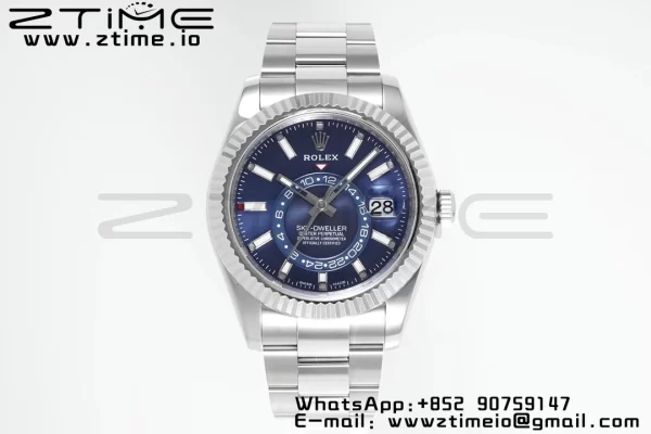 Rolex Sky-Dweller 326934 904L SS ZF 1:1 Best Edition Blue Dial on SS Jubilee Bracelet A2824 - Super Clone Watch | 1:1 Best Version