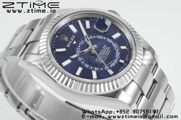 Rolex Sky-Dweller 326934 904L SS ZF 1:1 Best Edition Blue Dial on SS Jubilee Bracelet A2824 - Super Clone Watch | 1:1 Best Version