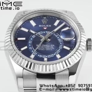 Rolex Sky-Dweller 326934 904L SS ZF 1:1 Best Edition Blue Dial on SS Jubilee Bracelet A2824 - Super Clone Watch | 1:1 Best Version
