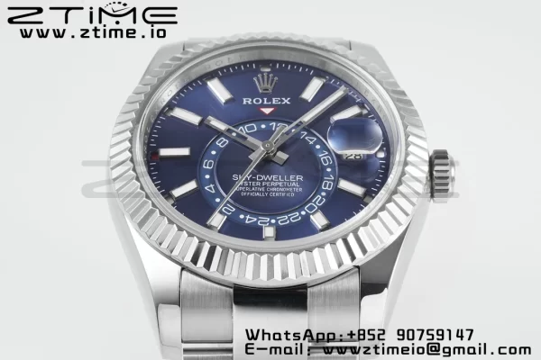 Rolex Sky-Dweller 326934 904L SS ZF 1:1 Best Edition Blue Dial on SS Jubilee Bracelet A2824 - Super Clone Watch | 1:1 Best Version
