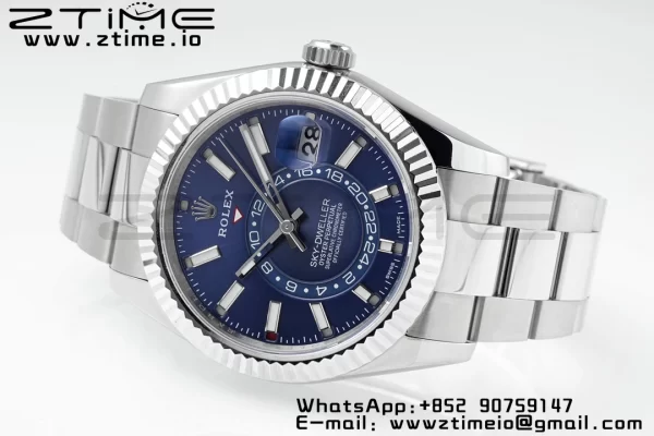 Rolex Sky-Dweller 326934 904L SS ZF 1:1 Best Edition Blue Dial on SS Jubilee Bracelet A2824 - Super Clone Watch | 1:1 Best Version