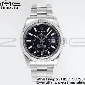 Rolex Sky-Dweller 326934 904L SS ZF 1:1 Best Edition Black Dial on SS Jubilee Bracelet A2824 - Super Clone Watch | 1:1 Best Version