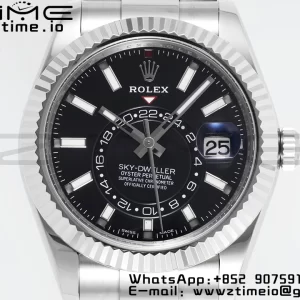 Rolex Sky-Dweller 326934 904L SS ZF 1:1 Best Edition Black Dial on SS Jubilee Bracelet A2824 - Super Clone Watch | 1:1 Best Version