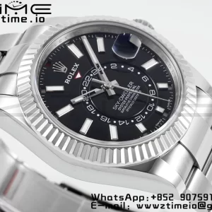 Rolex Sky-Dweller 326934 904L SS ZF 1:1 Best Edition Black Dial on SS Jubilee Bracelet A2824 - Super Clone Watch | 1:1 Best Version