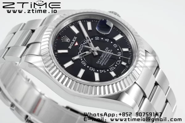 Rolex Sky-Dweller 326934 904L SS ZF 1:1 Best Edition Black Dial on SS Jubilee Bracelet A2824 - Super Clone Watch | 1:1 Best Version