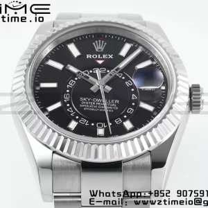 Rolex Sky-Dweller 326934 904L SS ZF 1:1 Best Edition Black Dial on SS Jubilee Bracelet A2824 - Super Clone Watch | 1:1 Best Version