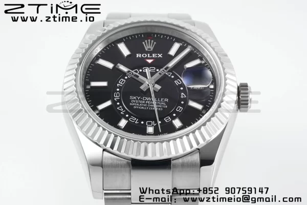 Rolex Sky-Dweller 326934 904L SS ZF 1:1 Best Edition Black Dial on SS Jubilee Bracelet A2824 - Super Clone Watch | 1:1 Best Version