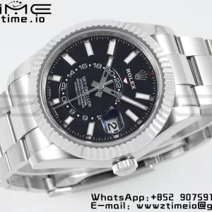Rolex Sky-Dweller 326934 904L SS ZF 1:1 Best Edition Black Dial on SS Jubilee Bracelet A2824 - Super Clone Watch | 1:1 Best Version
