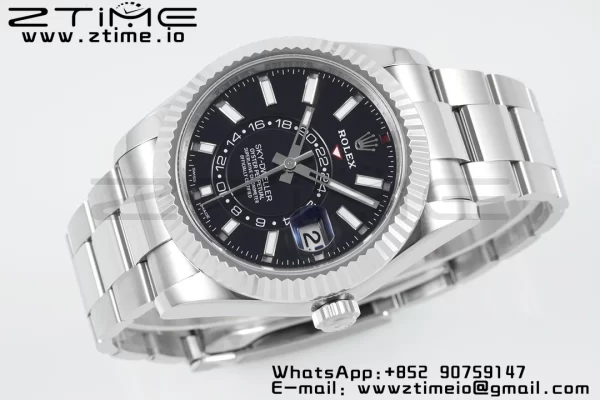 Rolex Sky-Dweller 326934 904L SS ZF 1:1 Best Edition Black Dial on SS Jubilee Bracelet A2824 - Super Clone Watch | 1:1 Best Version