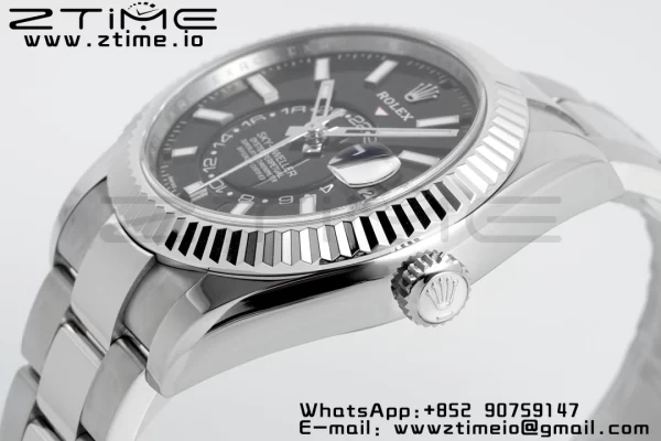 Rolex Sky-Dweller 326934 904L SS ZF 1:1 Best Edition Black Dial on SS Jubilee Bracelet A2824 - Super Clone Watch | 1:1 Best Version