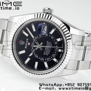 Rolex Sky-Dweller 326934 904L SS ZF 1:1 Best Edition Black Dial on SS Jubilee Bracelet A2824 - Super Clone Watch | 1:1 Best Version