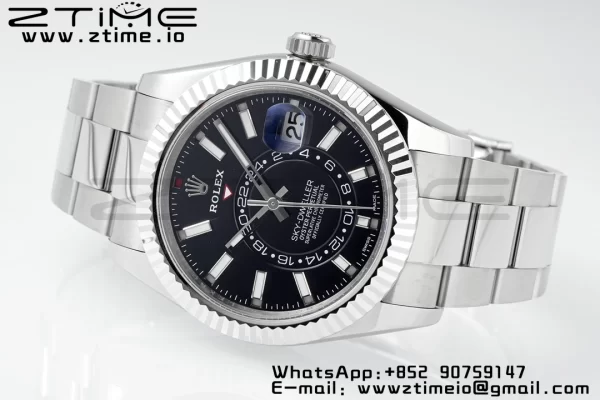 Rolex Sky-Dweller 326934 904L SS ZF 1:1 Best Edition Black Dial on SS Jubilee Bracelet A2824 - Super Clone Watch | 1:1 Best Version