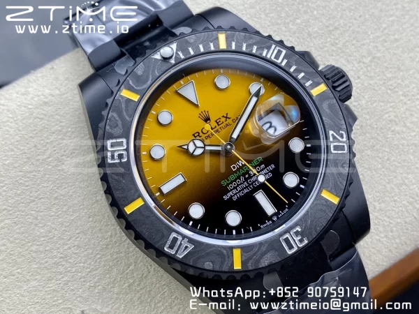 Rolex Submariner DIW DLC VSF 1:1 Best Edition Black/Yellow Dial on DLC Bracelet VS3135 - Super Clone Watch | 1:1 Best Version