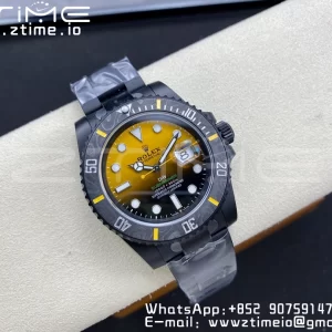 Rolex Submariner DIW DLC VSF 1:1 Best Edition Black/Yellow Dial on DLC Bracelet VS3135 - Super Clone Watch | 1:1 Best Version