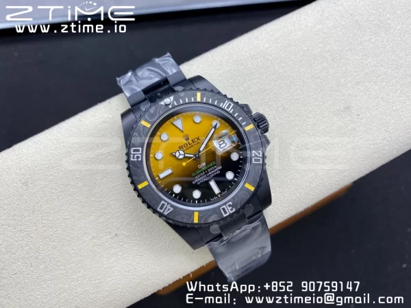 Rolex Submariner DIW DLC VSF 1:1 Best Edition Black/Yellow Dial on DLC Bracelet VS3135 - Super Clone Watch | 1:1 Best Version