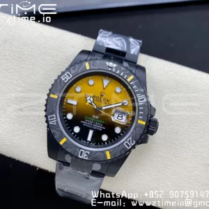 Rolex Submariner DIW DLC VSF 1:1 Best Edition Black/Yellow Dial on DLC Bracelet VS3135 - Super Clone Watch | 1:1 Best Version