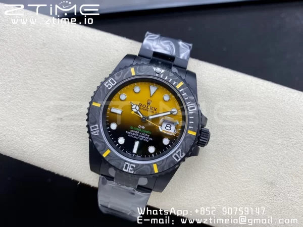 Rolex Submariner DIW DLC VSF 1:1 Best Edition Black/Yellow Dial on DLC Bracelet VS3135 - Super Clone Watch | 1:1 Best Version