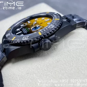 Rolex Submariner DIW DLC VSF 1:1 Best Edition Black/Yellow Dial on DLC Bracelet VS3135 - Super Clone Watch | 1:1 Best Version