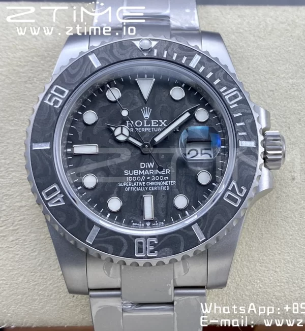 Rolex Submariner Sandblasted DIWF Best Edition Carbon Bezel Carbon Dial Dial on SS Bracelet VR3135 - Super Clone Watch | 1:1 Best Version