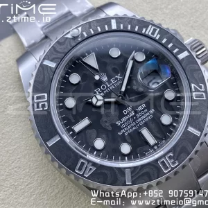 Rolex Submariner Sandblasted DIWF Best Edition Carbon Bezel Carbon Dial Dial on SS Bracelet VR3135 - Super Clone Watch | 1:1 Best Version