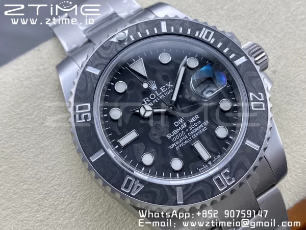 Rolex Submariner Sandblasted DIWF Best Edition Carbon Bezel Carbon Dial Dial on SS Bracelet VR3135 - Super Clone Watch | 1:1 Best Version
