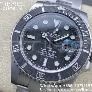 Rolex Submariner Sandblasted DIWF Best Edition Carbon Bezel Carbon Dial Dial on SS Bracelet VR3135 - Super Clone Watch | 1:1 Best Version