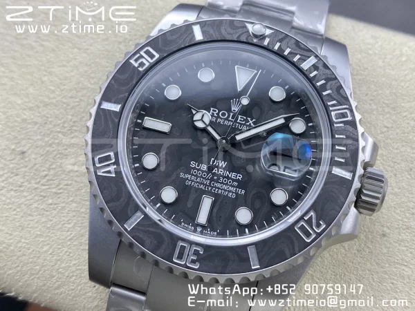 Rolex Submariner Sandblasted DIWF Best Edition Carbon Bezel Carbon Dial Dial on SS Bracelet VR3135 - Super Clone Watch | 1:1 Best Version