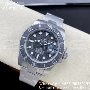 Rolex Submariner Sandblasted DIWF Best Edition Carbon Bezel Carbon Dial Dial on SS Bracelet VR3135 - Super Clone Watch | 1:1 Best Version