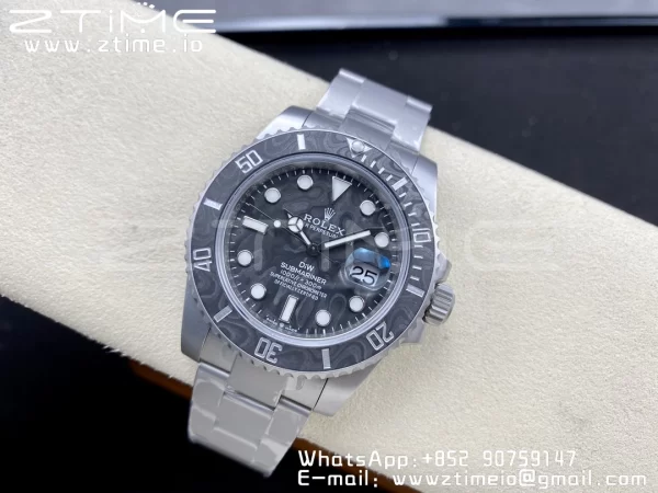 Rolex Submariner Sandblasted DIWF Best Edition Carbon Bezel Carbon Dial Dial on SS Bracelet VR3135 - Super Clone Watch | 1:1 Best Version