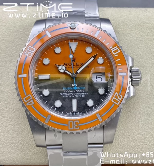 Rolex Submariner DIW Sandblasted VSF 1:1 Best Edition Πορτοκαλί Κεραμικό Bezel Πορτοκαλί/μαύρο καντράν σε βραχιόλι SS VS3135 - Super Clone Watch | 1:1 Best Version