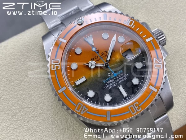 Rolex Submariner DIW Sandblasted VSF 1:1 Best Edition Πορτοκαλί Κεραμικό Bezel Πορτοκαλί/μαύρο καντράν σε βραχιόλι SS VS3135 - Super Clone Watch | 1:1 Best Version