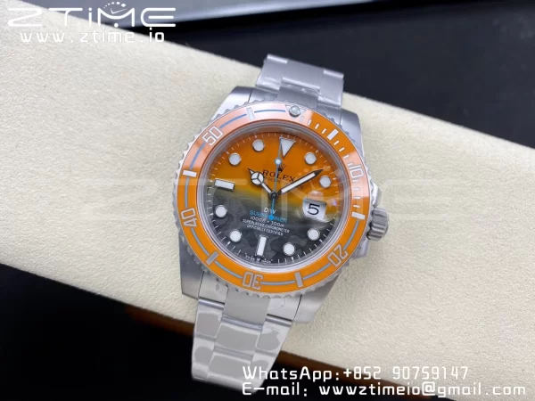 Rolex Submariner DIW Sandblasted VSF 1:1 Best Edition Πορτοκαλί Κεραμικό Bezel Πορτοκαλί/μαύρο καντράν σε βραχιόλι SS VS3135 - Super Clone Watch | 1:1 Best Version