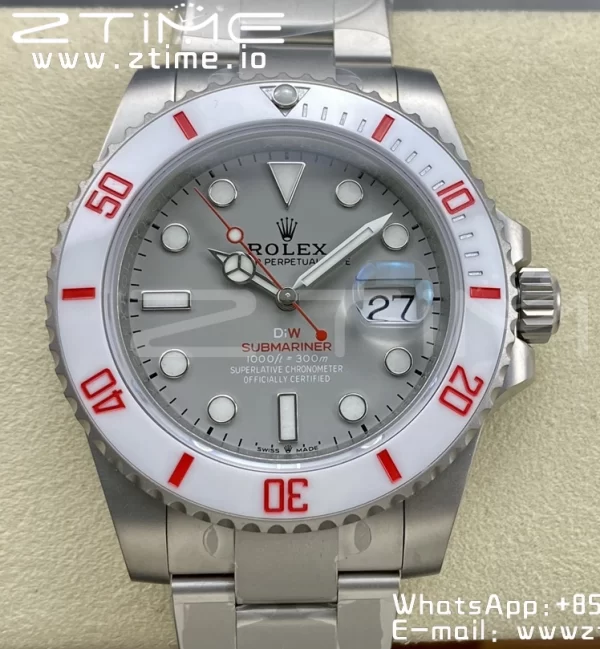 Rolex Submariner Sandblasted DIWF Best Edition White Bezel Gray Dial Dial on SS Bracelet VR3135 - Super Clone Watch | 1:1 Best Version