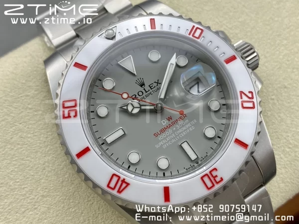 Rolex Submariner Sandblasted DIWF Best Edition White Bezel Gray Dial Dial on SS Bracelet VR3135 - Super Clone Watch | 1:1 Best Version