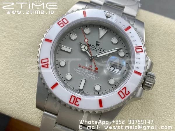 Rolex Submariner Sandblasted DIWF Best Edition White Bezel Gray Dial Dial on SS Bracelet VR3135 - Super Clone Watch | 1:1 Best Version