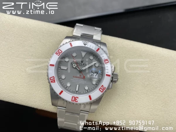 Rolex Submariner Sandblasted DIWF Best Edition White Bezel Gray Dial Dial on SS Bracelet VR3135 - Super Clone Watch | 1:1 Best Version