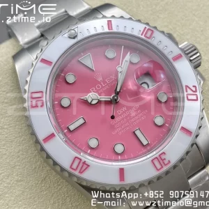 Rolex Submariner Sandblasted DIWF Best Edition White Bezel Pink Dial Dial on SS Bracelet VR3135 - Super Clone Watch | 1:1 Best Version