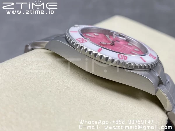 Rolex Submariner Sandblasted DIWF Best Edition White Bezel Pink Dial Dial on SS Bracelet VR3135 - Super Clone Watch | 1:1 Best Version