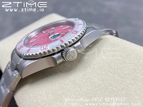 Rolex Submariner Sandblasted DIWF Best Edition White Bezel Pink Dial Dial on SS Bracelet VR3135 - Super Clone Watch | 1:1 Best Version