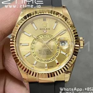 Rolex Skydweller 336238 YG Noob Best Edition YG Dial on Oysterflex Strap A23J - Super Clone Watch | 1:1 Best Version