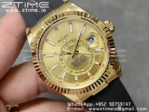 Rolex Skydweller 336238 YG Noob Best Edition YG Dial on Oysterflex Strap A23J - Super Clone Watch | 1:1 Best Version