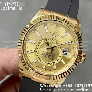 Rolex Skydweller 336238 YG Noob Best Edition YG Dial on Oysterflex Strap A23J - Super Clone Watch | 1:1 Best Version