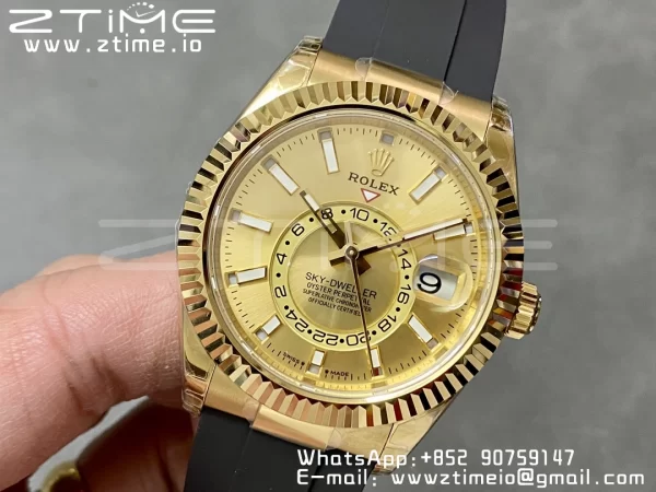Rolex Skydweller 336238 YG Noob Best Edition YG Dial on Oysterflex Strap A23J - Super Clone Watch | 1:1 Best Version
