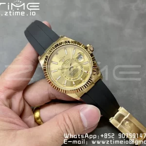 Rolex Skydweller 336238 YG Noob Best Edition YG Dial on Oysterflex Strap A23J - Super Clone Watch | 1:1 Best Version