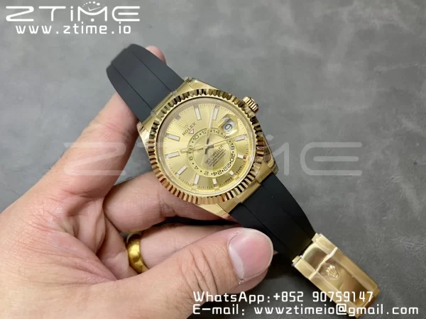Rolex Skydweller 336238 YG Noob Best Edition YG Dial on Oysterflex Strap A23J - Super Clone Watch | 1:1 Best Version